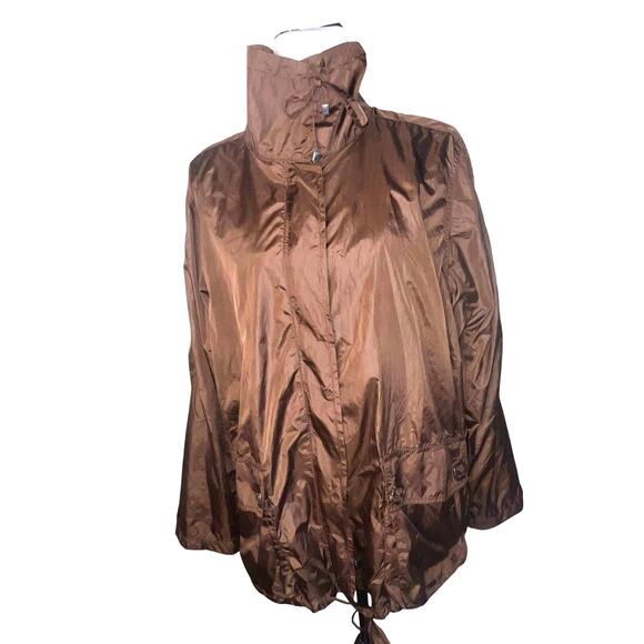 Chico‘s Synergy Womens Size 3 Windbreaker Drawstring Snap Lined Y2K roll-tab - Picture 4 of 13